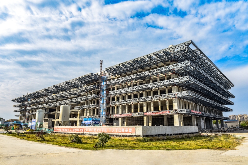 主体结构外立面钢结构吊装完成